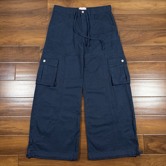 REVICE Pants - Revice Women's Size Small Blue Maverick Drawstring Wide Leg Cargo Pants Jeans